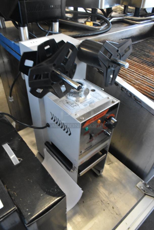 Vevor WY-680 stainless steel semi-automatic bubble tea cup sealing machine, 120 volts, 1 phase, with control panel and levers.