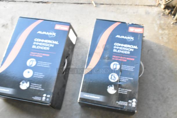 2 brand new AvaMix 928IBHD18 18" heavy-duty immersion blenders, scratch and dent. 1 1/4 hp motor. 120V, 1 phase.