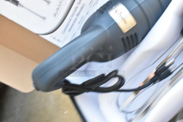 AvaMix 928IBHD18 18" heavy-duty immersion blender, 1 1/4 hp, new condition, 120 volts, visible handle and power cord.