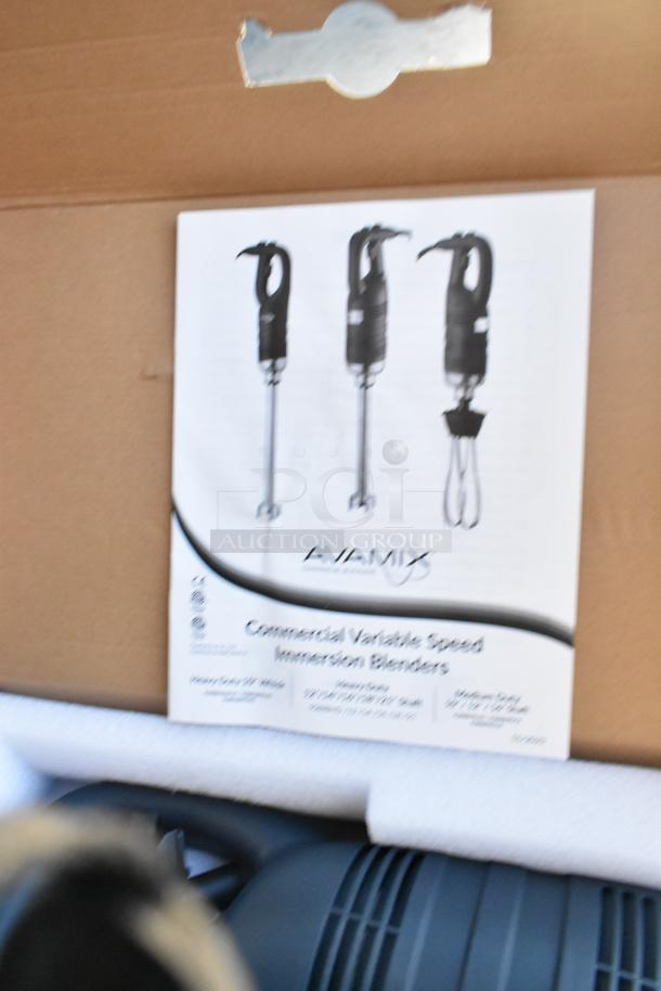 AvaMix 928IBHD18 18" Heavy-Duty Variable Speed Immersion Blender, 1 1/4 hp, 120V, shown in box, scratches noted.