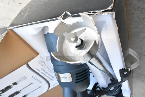 Brand new AvaMix 928IBHD18 18" immersion blender, heavy-duty, 1 1/4 hp, 120V, variable speed, scratch and dent condition.