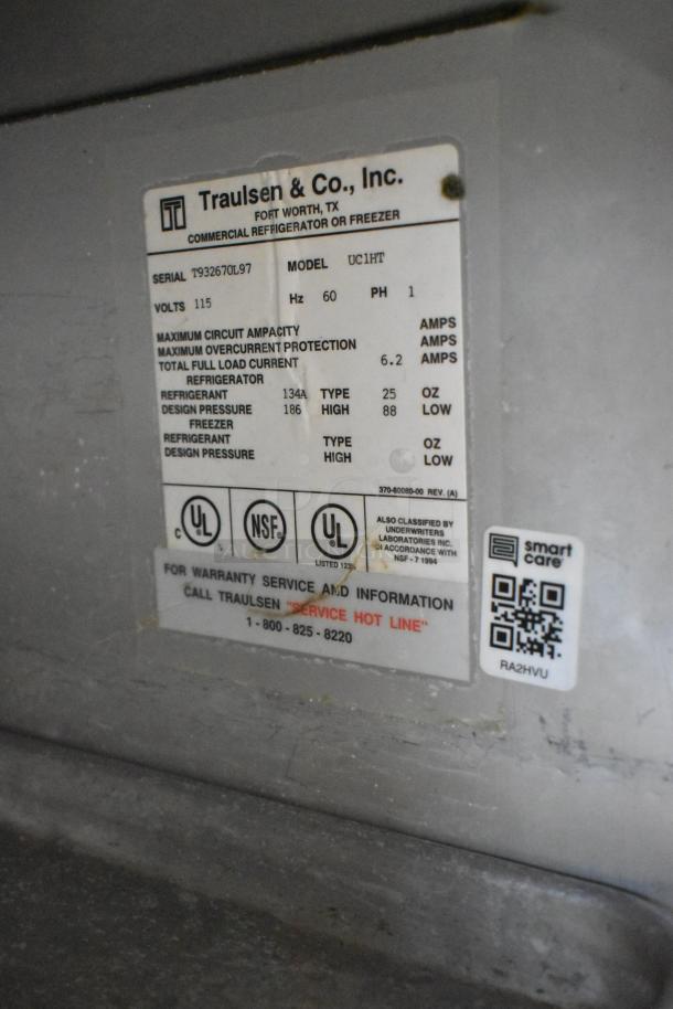 Traulsen UC1HT Stainless Steel Undercounter Blast Chiller, 115V, 1 Phase, excellent condition, easy-to-read label with specs.