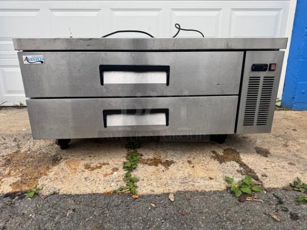 AVANTCO 52" 2 Drawer Refrigerated Chef Base, model 178CBE52HC. Stainless steel, tested and working, visible logo on front.