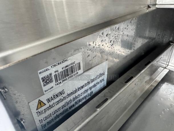 AVANTCO 52" 2 Drawer Refrigerated Chef Base, model 178CBE52HC. Stainless steel, tested and working. Warning label visible.