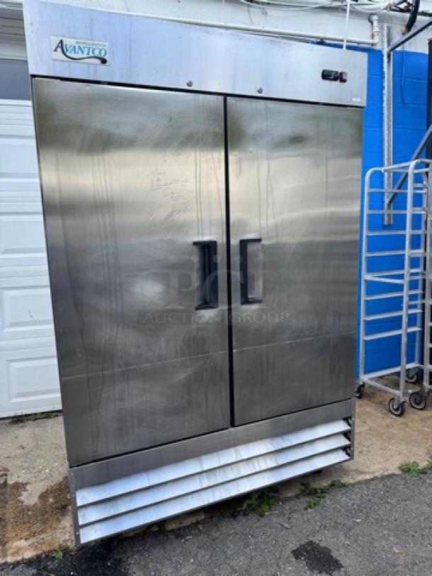 AVANTCO 178A49RHC 2 Solid Door Refrigerator on casters, stainless steel, 115V, tested and working condition.