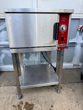 VULCAN VSX9000 Counter Convection Steamer with Stand, stainless steel, red control panel, 208V/1PH, used condition.