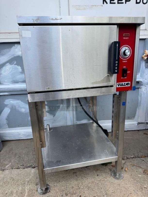 VULCAN VSX9000 Counter Convection Steamer with stand, 208V/1PH, stainless steel, visible controls, gently used condition.