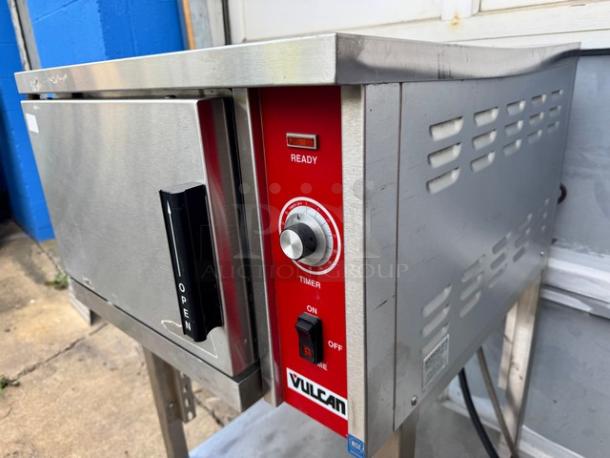 VULCAN VSX9000 Counter Convection Steamer with Stand, stainless steel, 208V/1PH, timer and ready indicator, excellent condition.