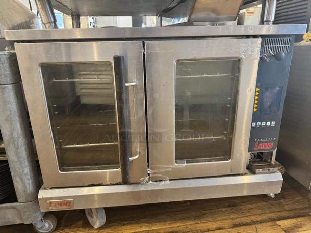 Lang Platinum electric full-size single deck convection oven with glass doors. Stainless steel, tested, and working.