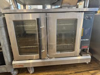 Lang Platinum electric full-size single deck convection oven with glass doors. Stainless steel, tested, and working.
