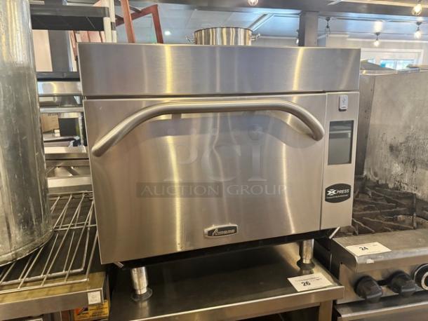 Amana Xpress AXP22T countertop convection oven, 208/240V, stainless steel, featuring digital controls, in used condition.