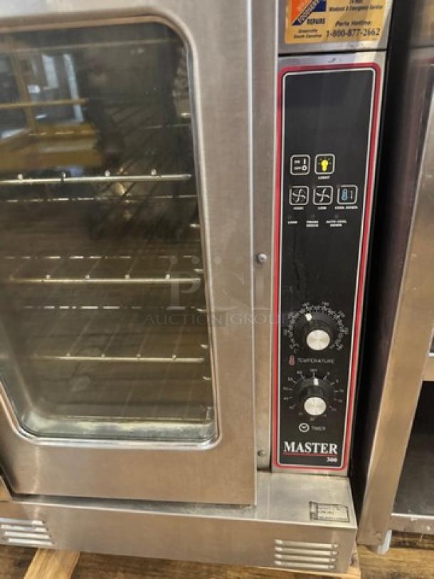 Garland Master 300 Natural Gas Convection Oven, full-size, single deck, stainless steel, visible controls, used condition.