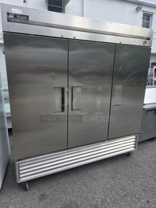 True T-72F T-Series Solid Door Reach-In Freezer, 3 Section. On Casters. - Item #1216051