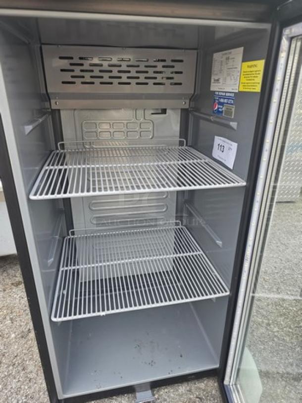 CTB120 Countertop Cooler, two adjustable wire shelves, stainless steel interior, excellent condition, label with model info visible.