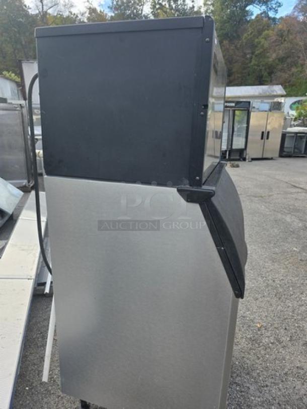 Ice-O-Matic ICE0500HA5 air-cooled ice machine with bin, stainless steel, used condition.