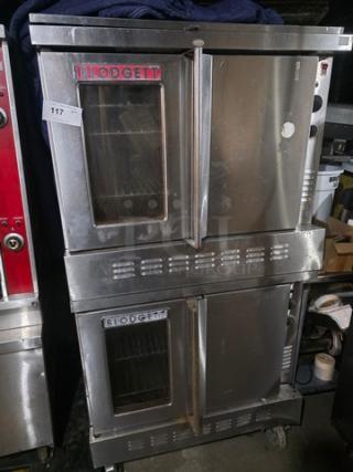 Blodgett SH1G-AA Double Stack Natural Gas Convection Ovens. On Casters (2XBID) - Item #1216060