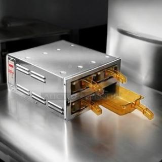 Pristine Henny Penny MPC22.05 warming drawer, 4 compartments, 120V, fully tested, stainless steel, ideal for commercial use.