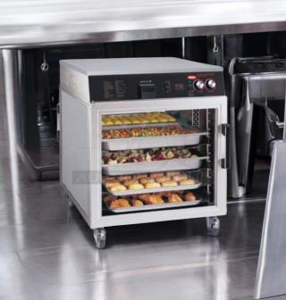 Hatco FSHC-6W2 heated holding cabinet in superb condition, featuring pass-through design and multiple food trays, 120V, fully tested.