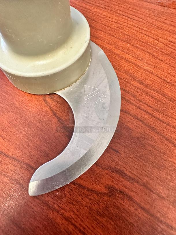 Like-new Robot Coupe Sabatier Double "S" Blade Assembly, stainless steel, fully tested, visible Sabatier marking.