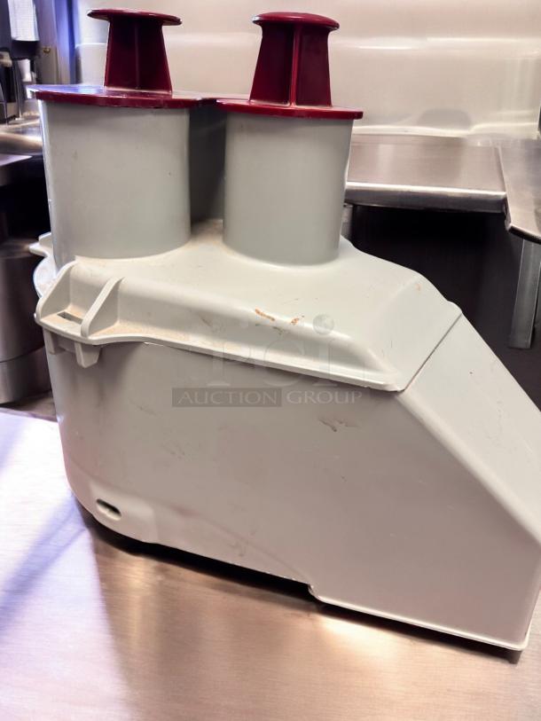 Pristine Robot Coupe continuous feed attachment, model for R2, R2N, R301 series, with pusher and grating disc, fully tested.