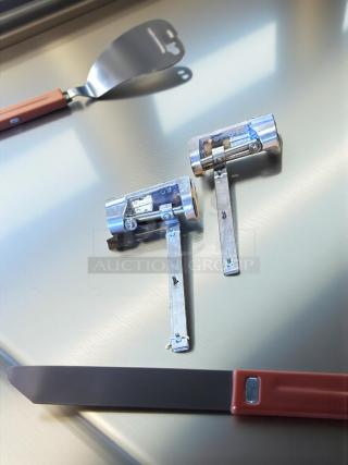 Top-tier condition ClearVu stripless swinging door assembly by CCI Industries, featuring heavy-duty aluminum hinges and complete mounting kit.