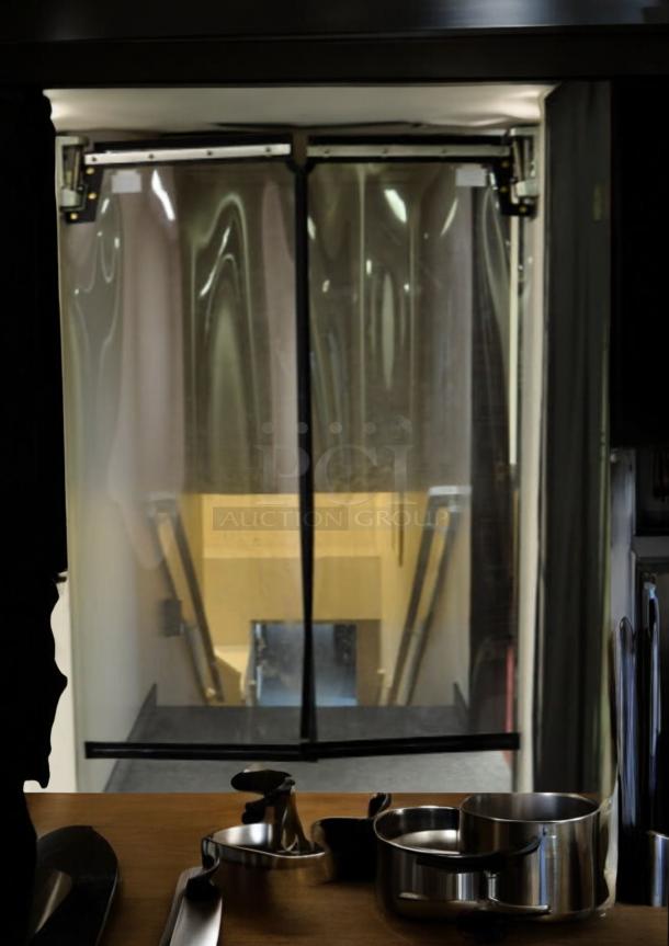 CCI Industries ClearVu Stripless Swinging Door with aluminum hinges and mounting kit. Top-tier condition, fully tested.