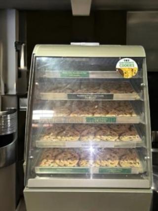 Commercial Food Display 4-Tier Bakery Merchandiser, superb condition, countertop design. Holds cookies, fully tested and working.