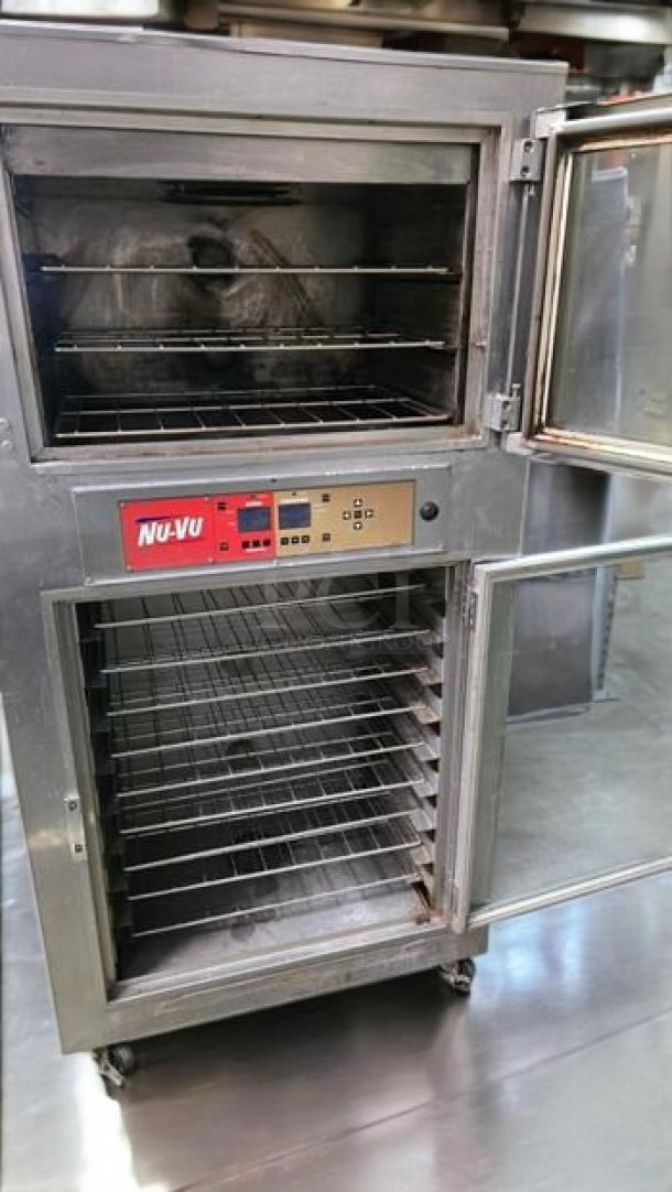 Nu-Vu Toastmaster SUB-123P convection oven/proofer combo, excellent condition, 208V 3PH, made in USA, shelves visible.