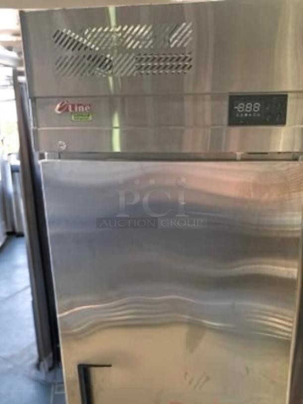 Pristine Turbo Air EF24-1-N-V single door upright freezer, stainless steel, 115V, digital display, fully tested.