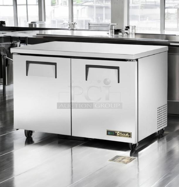 True TUC-48-HC 2-Door Undercounter Refrigerator, superb condition, fully tested, 115V, with brand logo.