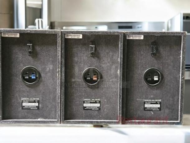 Onkyo SKB-540 surround sound speakers set of 3, 130W, great condition, back view showing connectors and labels, fully tested.