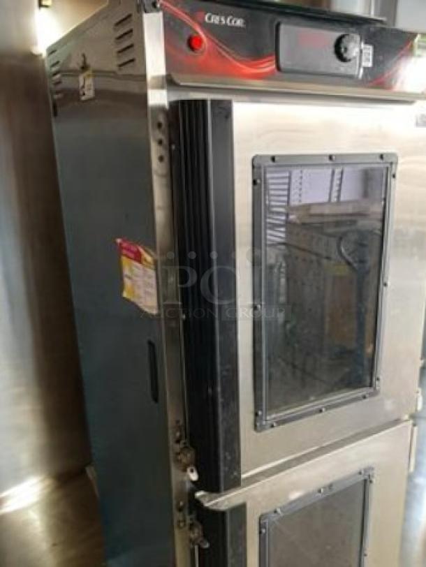 Immaculate Cres Cor H-137-SUA-12D full height insulated mobile heated cabinet, 120V, stainless steel, with visible control panel.