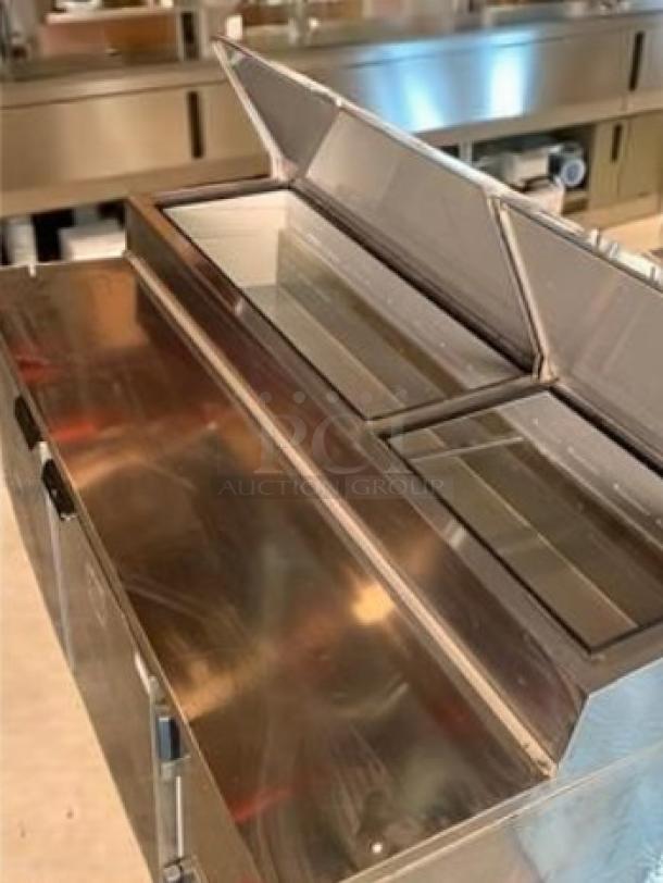 Beverage-Air DP67 pizza prep table, 67", stainless steel, refrigerated base, excellent condition, fully tested, 115V.