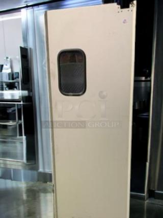 Immaculate Eliason Easy Swing Door, commercial single traffic model, with window, fully functional, ready for installation.