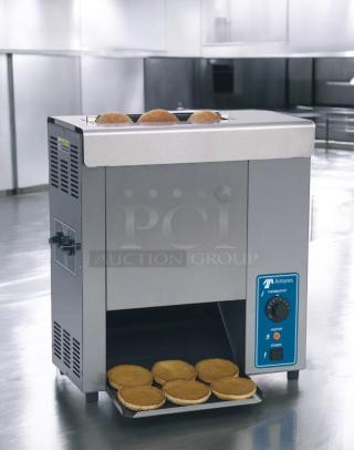 Pristine Antunes VCT-1000CV vertical bun toaster, 208-240V, fully tested, blue control panel, ready-to-use condition.