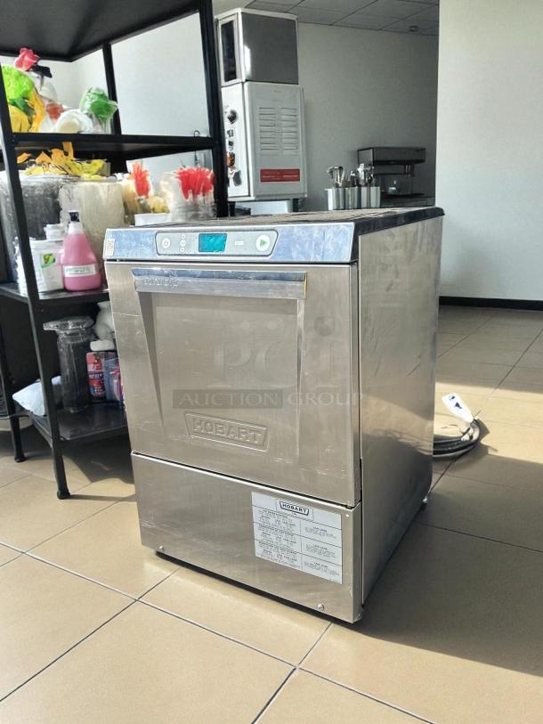 Hobart LXER-2 high temp undercounter dishwasher, stainless steel, tested, 30 racks/hr, 208-240v/1ph, visible branding.