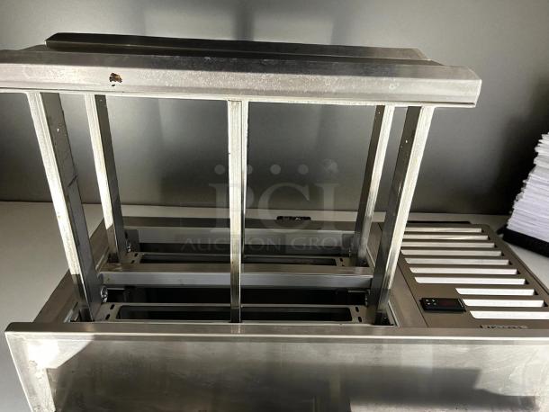 Vulcan VSC48 48" refrigerated chef base, 2 drawers, stainless steel, tested and working, minor surface wear visible.