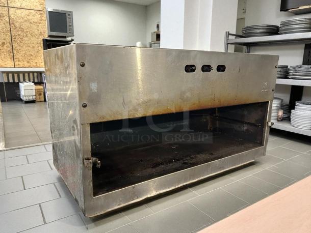 Jade JCM-36 36" gas cheesemelter with manual controls, stainless steel, tested and working, visible wear, sturdy build.