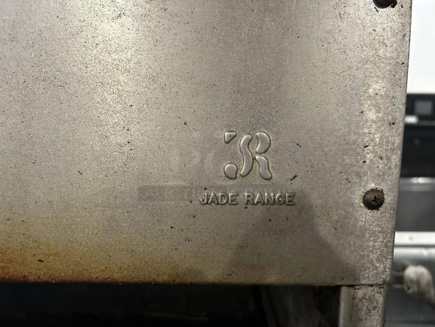 Jade JCM-36 36" Gas Cheesemelter, manual controls, stainless steel, working condition, Jade Range logo visible.
