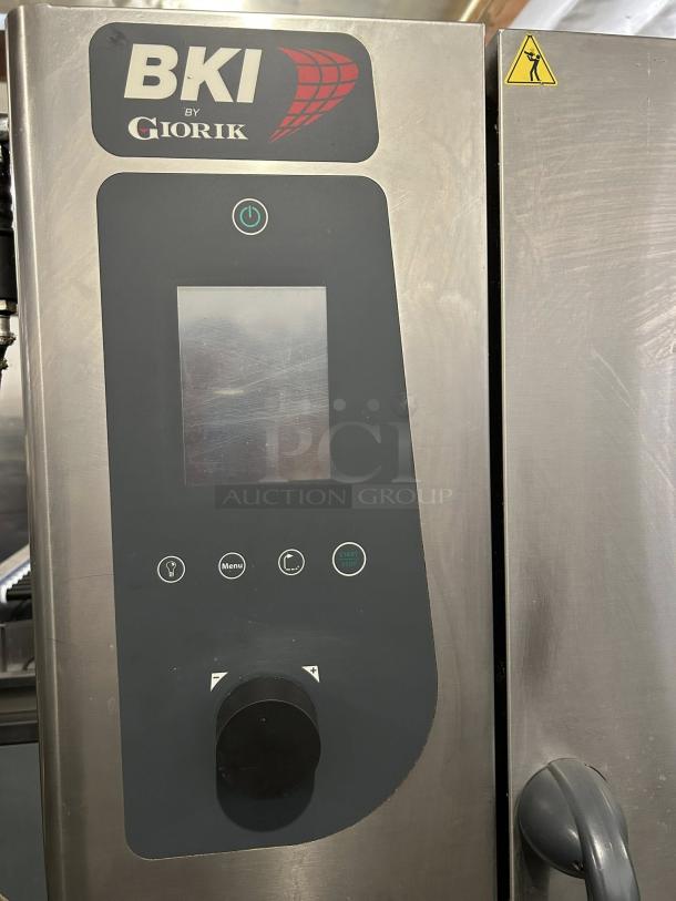 BKI ETE102R combination oven, electric boilerless model, excellent condition, tested and working, 208v 3ph, front panel view.