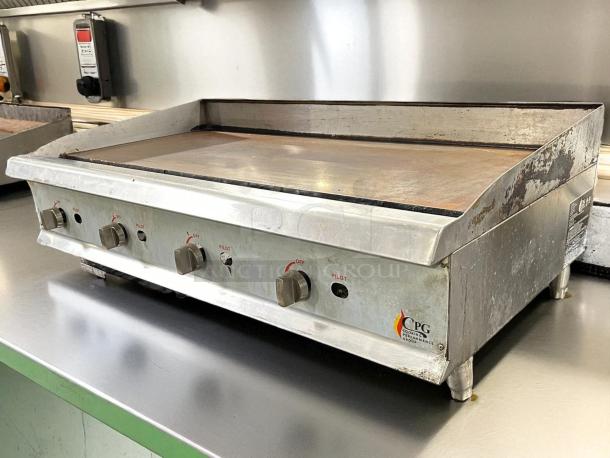 Cooking Performance Group 48" gas griddle, model GM-CPG-48-NL, 120,000 BTU, manual controls, excellent condition, tested working.