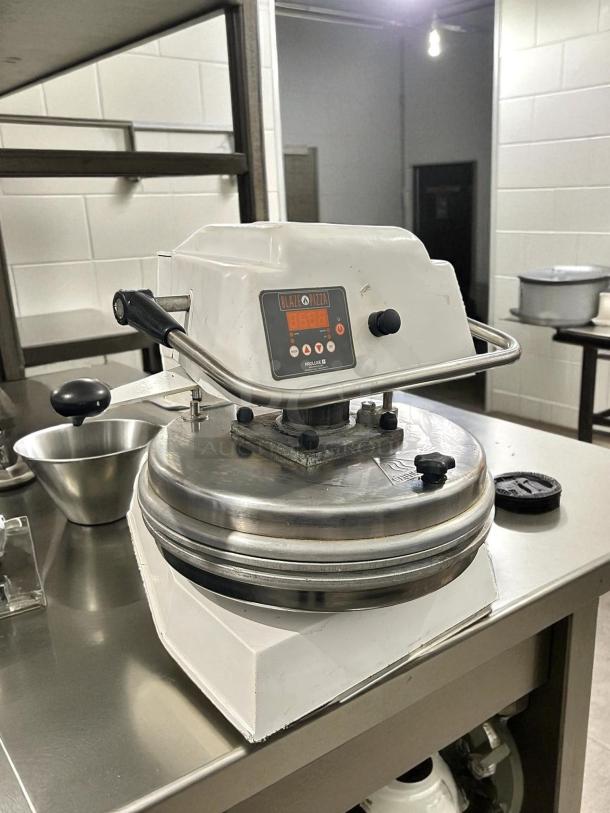 Proluxe DP2010 12" dual-heat pizza/tortilla dough press, heavy-duty, 208V, 4600W, good condition, tabletop model.