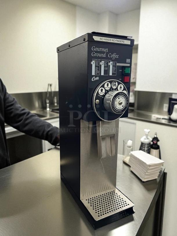 Curtis GSG-3BLK automatic coffee grinder, 2 1/2 lb hopper, digital controls, tested, 120v, excellent condition.
