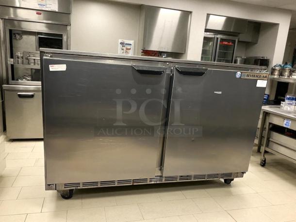Beverage Air UCR48A 48" undercounter refrigerator in great condition, tested and working. Dual doors, stainless steel exterior.