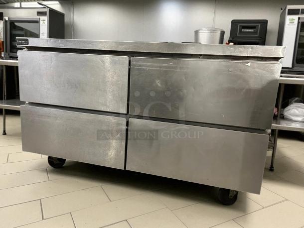 Delfield GUR60BP-D 4-drawer worktop refrigerator, 60"W, 11.7 Cu. Ft., excellent condition, stainless steel, tested and working.