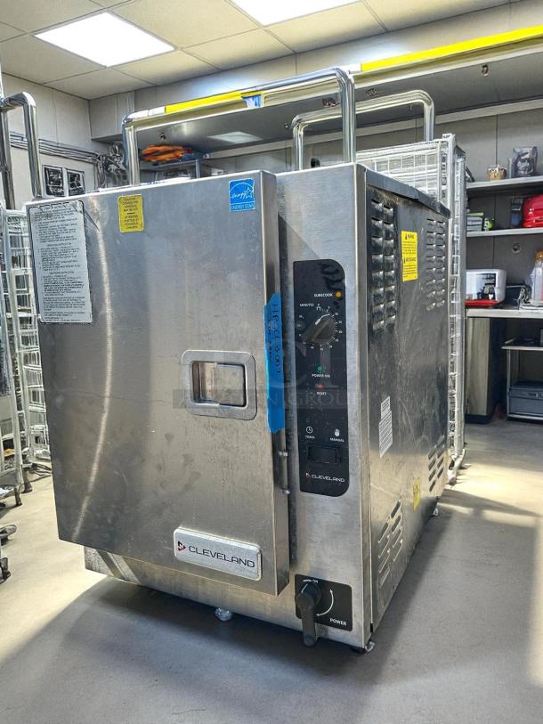 Cleveland 22CET3.1 SteamChef 3 Pan Electric Steamer, 208V, 3 Phase, 12 kW; tested, working, stainless steel, with control panel.