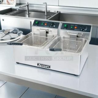 Outstanding Find - Adcraft  (DF-6L/2) Double Tank Deep Fryer, in Stainless Steel - Tested and Working! - Item #1214314
