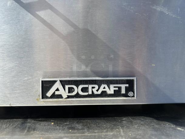 Adcraft double tank deep fryer DF-6L/2 in stainless steel, featuring front brand logo. Tested and in working condition.