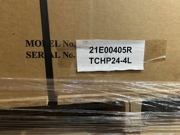 Brand new Therma-Tek TCHP24-4 countertop gas hotplate in original packaging. Label shows model TCHP24-4 and serial 21E00405R.