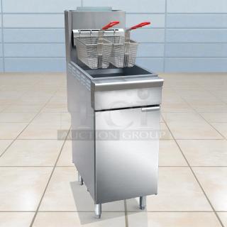 Brand New!!! - Black Diamond BDGF-ES35/NG Gas Fryer - (1) 35 lb Vat, Floor Model, Natural Gas - In Original Packaging! - Item #1214350